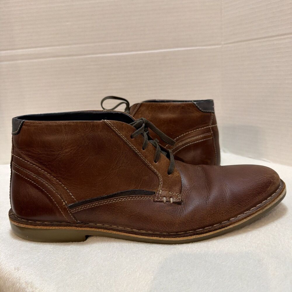 Steve Madden Boots Mens 10 Gadrick Chukka Lace Up Casual Ankle Top Leather Brown